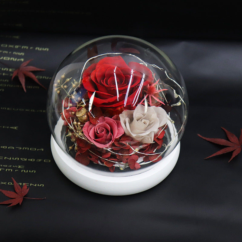 Preserved Flower Glass Cover Gift Box