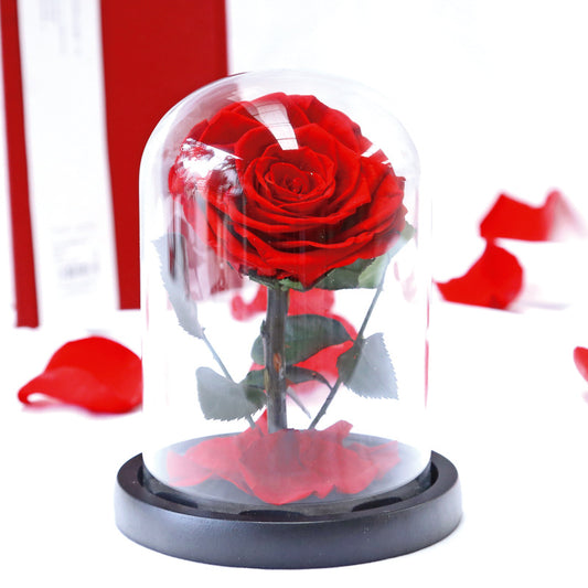 Wholesale Christmas Valentine's Day Handmade Festive Gift Boxes Forever Flowers Little Prince Rose With Glass Dome