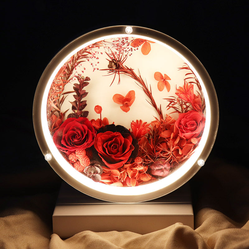 Eternal Flower Glass Table Lamp Modern Simple Bedroom Bedside Decorative Table Lamp Valentine's Day Teacher's Day Creative Gift