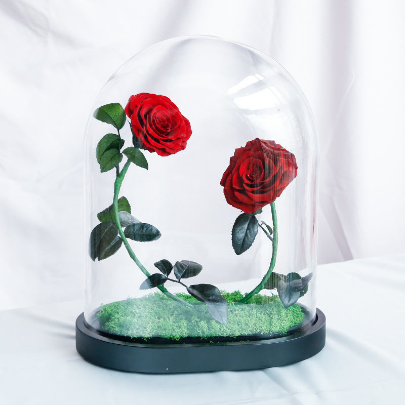 Immortal flower glass cover finished Valentine's Day gift girlfriend gift sweet heart sweet heart immortal flower