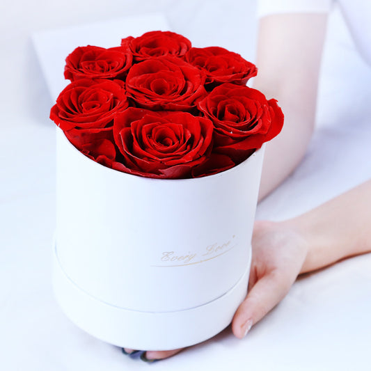 Perpetual Flower Cuddle Bucket Gift Box of 7 Roses Grade A