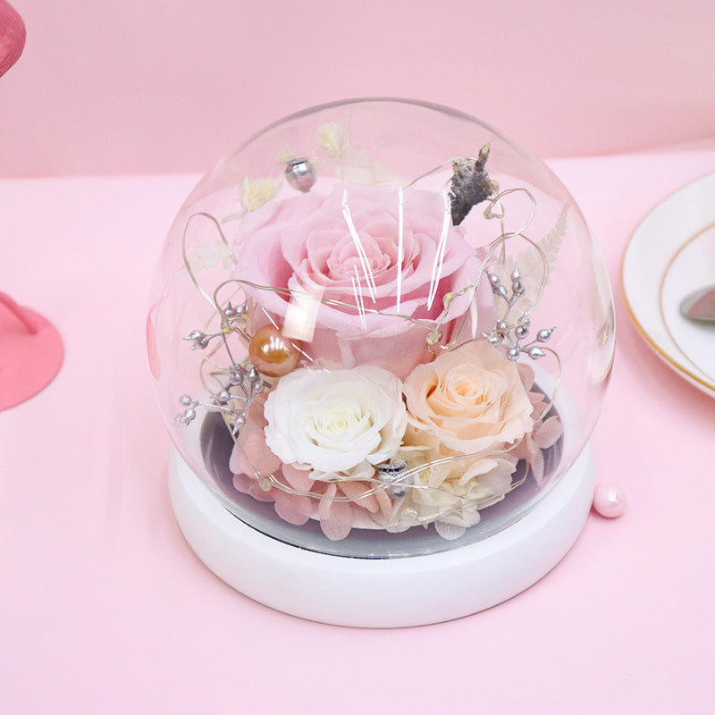 Preserved Flower Glass Cover Gift Box