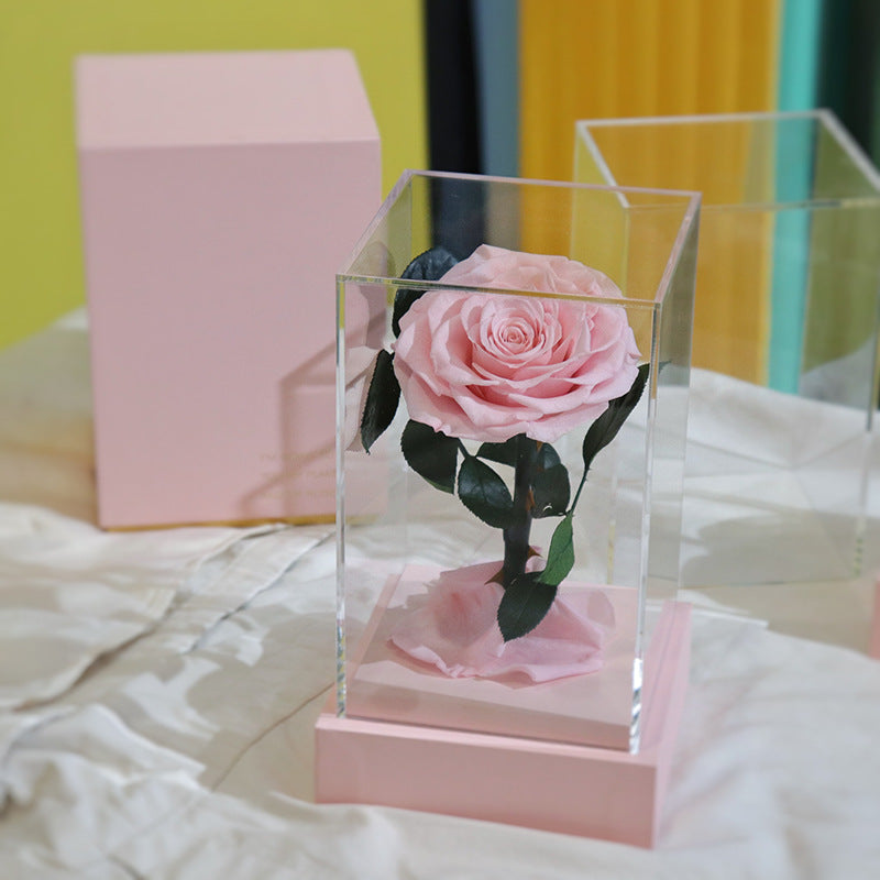 Forever Flowers Clear Acrylic Little Prince Gift Box Roses Valentine's Day