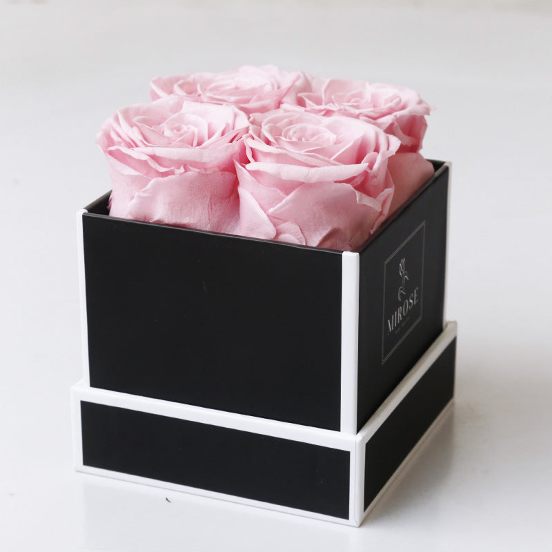 Christmas Gift Valentine's Day Gift 4 rose Square Box Eternal Flowers Finished Rose Box