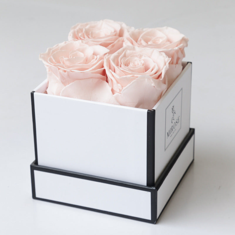 Christmas Gift Valentine's Day Gift 4 rose Square Box Eternal Flowers Finished Rose Box