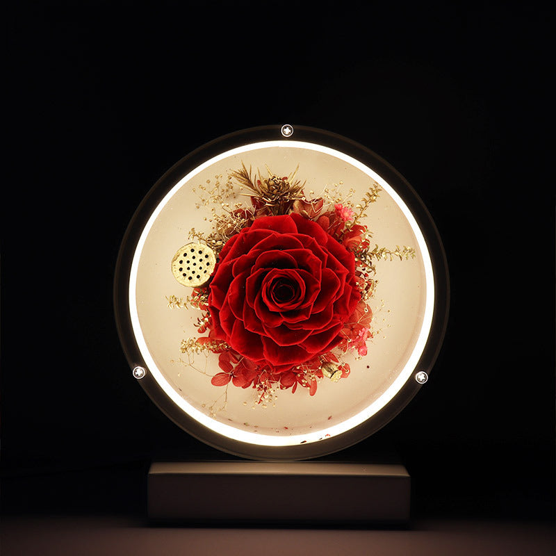 Eternal Flower Glass Table Lamp Modern Simple Bedroom Bedside Decorative Table Lamp Valentine's Day Teacher's Day Creative Gift