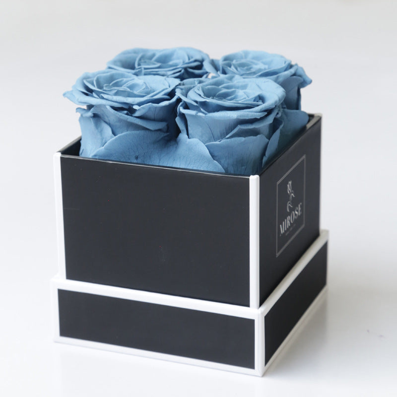 Christmas Gift Valentine's Day Gift 4 rose Square Box Eternal Flowers Finished Rose Box