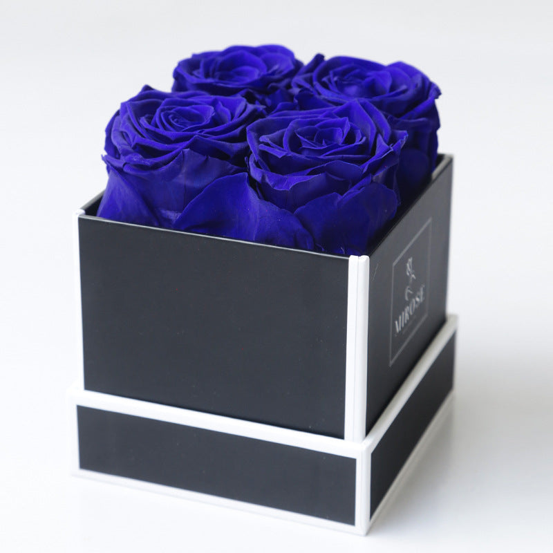 Christmas Gift Valentine's Day Gift 4 rose Square Box Eternal Flowers Finished Rose Box