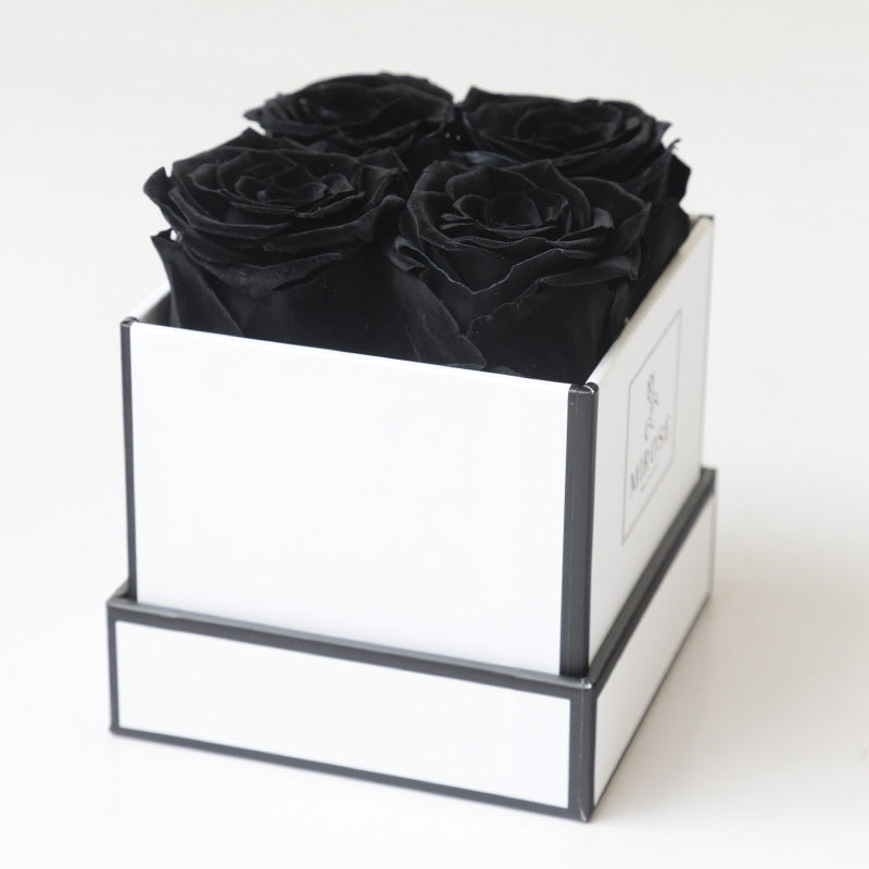 Christmas Gift Valentine's Day Gift 4 rose Square Box Eternal Flowers Finished Rose Box