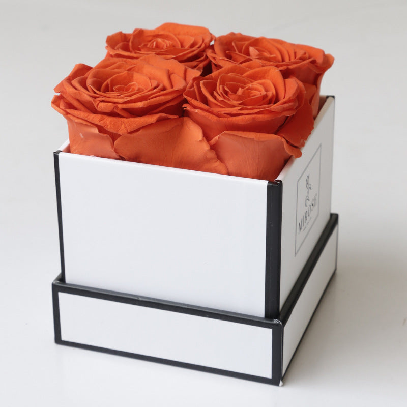 Christmas Gift Valentine's Day Gift 4 rose Square Box Eternal Flowers Finished Rose Box