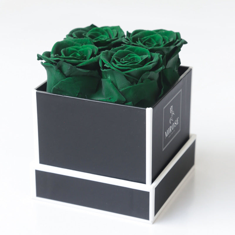 Christmas Gift Valentine's Day Gift 4 rose Square Box Eternal Flowers Finished Rose Box