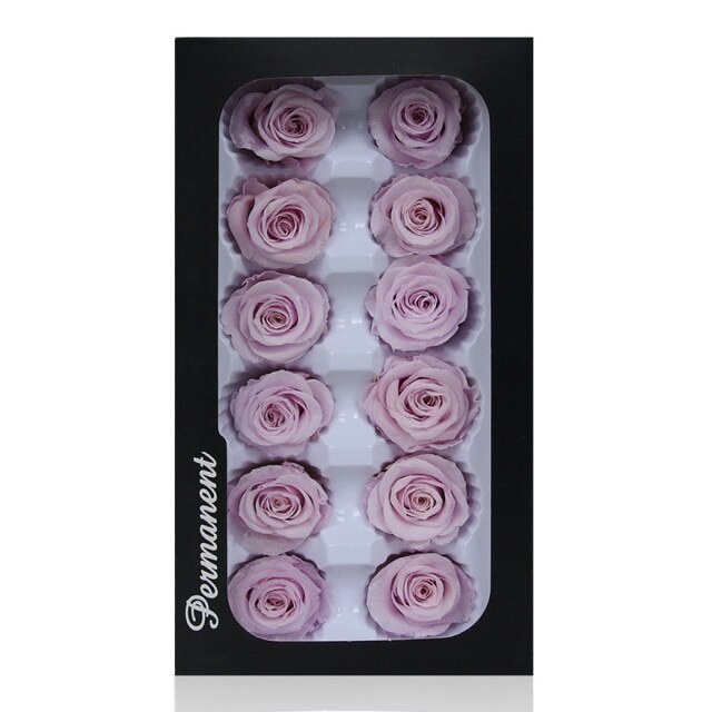 3-4CM/12pcs,Grade A Preserved Rose flower gift box,Valentines Day Gift box Favor,Eternal Rose Heads for Wedding Party Decoration