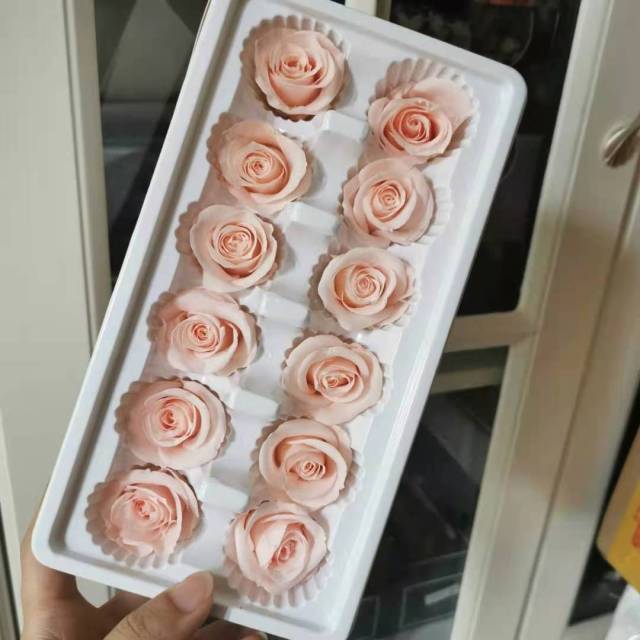 3-4CM/12pcs,Grade A Preserved Rose flower gift box,Valentines Day Gift box Favor,Eternal Rose Heads for Wedding Party Decoration